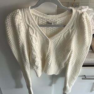 Abercrombie cream puffy shoulder sweater